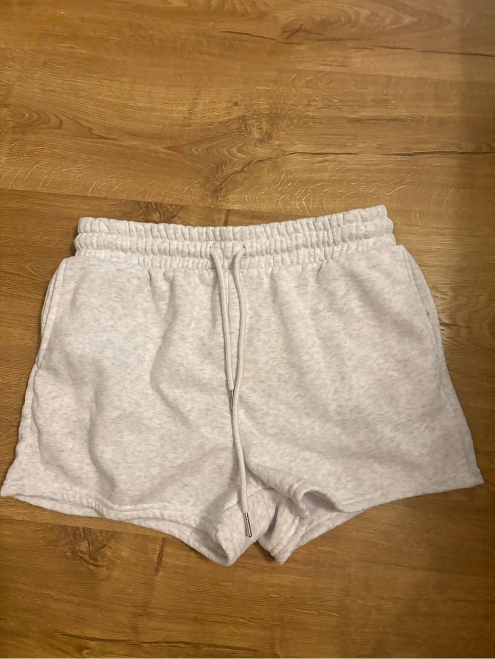 Women's Light Gray Drawstring Athletic Shorts